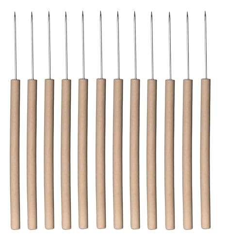 390-12: Teasing Tool w/wood handle & straight metal tip
