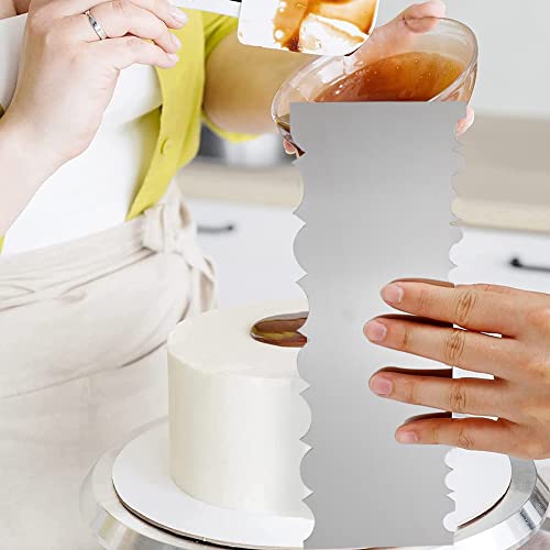 8.6 Inch Stainless Steel Cake Scraper Metal Scraper for Cake Smoother Leveler Scraper Cake Decorating Comb Cake Cutter for Mousse Butter Cream (Style 3) - size: Style 3