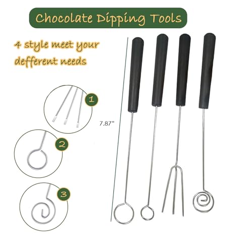 4 Chocolate Dipping Fork Spoons Set,2 Culinary Drawing Decorating Spoon Set - color: 6PCS