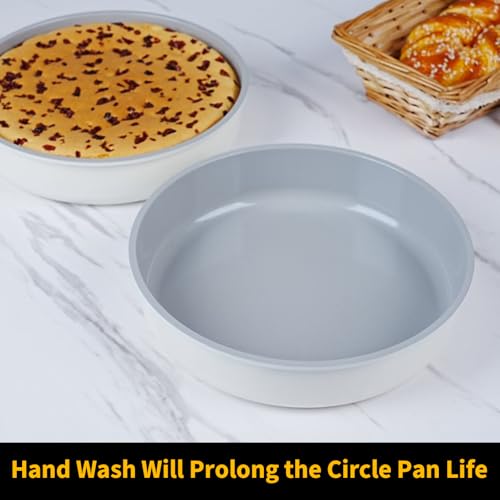 9.5 Inch Round Cake Pan,Cast Aluminum Bakeware Ceramic Nonstick for Cake Baking,Oven and Dishwasher Safe(Beige) - color: Beige, size: 9.5 Inch - 1 Piece