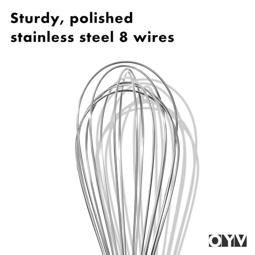 OYV 8" Small Whisk, 18/10 Stainless Steel Whisk, Ergonomic Handle - size: 8 inch silver