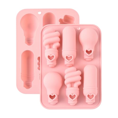 Airssory 2 Pcs Light Bulb Silicone Mold Pink 17.2x12.1x2.2cm Flexible Baking Candy Chocolate Molds for Soap Resin Candle DIY Craft - color: Light Bulb Silicone Molds