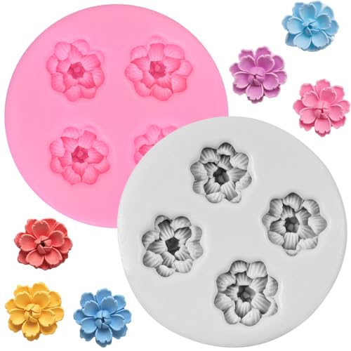 Cherry Blossom Silicone Molds 3D Flower Fondant Mold Set Of 2 - color: Style D