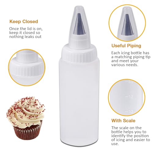 6Pcs Icing Piping Kit, Plastic Icing Bottles for Cookies, Cakes - size: 2.5, 4 Inch