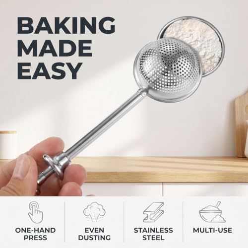 Silver 304 Stainless Steel Flour Powder Filter Spoon, Baker Dusting Wand For Sugar Flour Spices, Flour Sugar Powder Spoon Kitchen Tools, Baking Sifters Baking Tools and Accessories, Baking Sifters