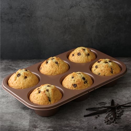 HAPPIELS 6 Cup Jumbo Muffin Pan Nonstick, PFOA & BPA Free - style: Jumbo Muffin Pan