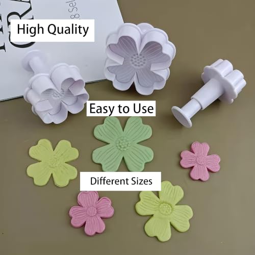 6PCS Flower Plunger Cookie Cutters Set, Cake Decorating Fondant Mold, Mini Plastic Fondant Molds for Cake Decorating Sugarcraft Baking Tools DIY Dessert Sculpting Kitchen Accessories - size: Flower
