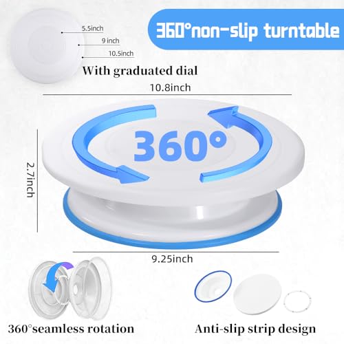 79PCS Cake Decorating Kit with Revolving Cake stand Turntable for Beginner - size: 79PCS Cake Decor Kit