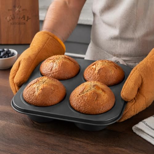 SHOWERORO Muffin Pan 4 Grids Muffin Baking Cups Non-stick
