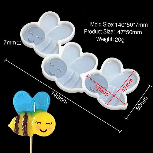 mostsom Silicone Lollipop Molds,Chocolate Candy Mold Lollypop Sucker Molds Flower Honeycomb Chocolate Hard Candy Molds No Sticks 2PCS (E_ Bee) - size: E_ Bee
