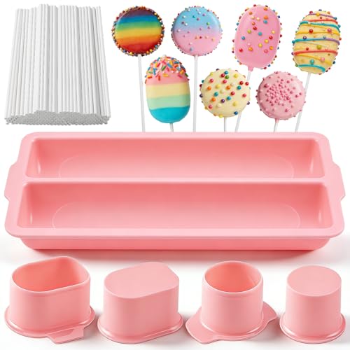 WDAHDHP Cake Pop Cutter Set, Pink Cake Pop Mold with 9 Inch Tray - color: Pink (A)