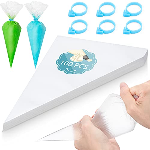 Disposable Icing Pastry Piping Bags, 100 Pcs 16Inch Thick Large Anti Burst Cake Decorating Tipless Piping Bag for Chocolate Royal Icing Cupcake Cream Frosting Cookies Decoration Disposable Piping Bags - size: 16 Inch