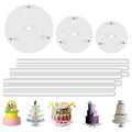 DOERDO 3 Tier Cake Separator Plates and 9 Pieces Plastic Cake Dowel Rods Set, for Tiered Cake Construction and Stacking(12cm,16cm,18cm) - size: 12,16,18cm