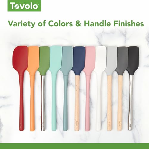 Tovolo Stainless Steel Handled Silicone Spatula Set of 5, Dishwasher Safe Kitchen Spatula Set for Cooking Baking, BPA Free Silicone Spatula set with Metal Steel Handle, Blue Slate - color: Blue Slate, style: Stainless Steel Handle