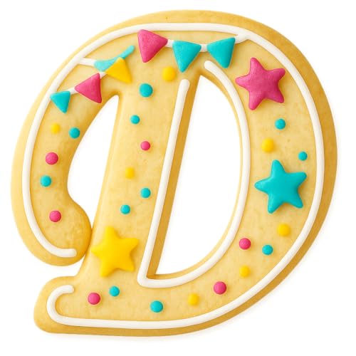 Mighty Gadget Fancy Cursive Letter A to Z Cookie Cutter - 4" Tall Alphabet Baking Mold (Random Color) (D) - color: D