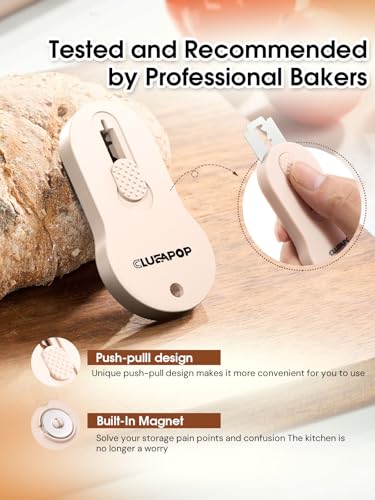 Bread Lame Dough Scoring Tool with Extractable & Magnetic - Bread Knife Sourdough Scoring Tool - Sourdough Bread Baking Supplies - Scoring Patterns Booklet Includes 5 Bread Razor Blades (Cream) - color: Cream