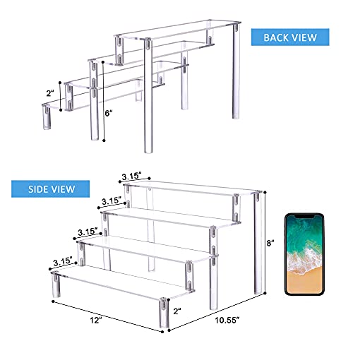 YestBuy Display Shelf Cake Stand – 4 Tier Shelf Cake Pop Stand – Multifunctional and Durable Acrylic Stand – Mounting Hardware Included – Ideal for Desserts, Cosmetics, Glassware, Figurines - color: Clear（Yellow Light）, size: 4 Tier - 1 Pack