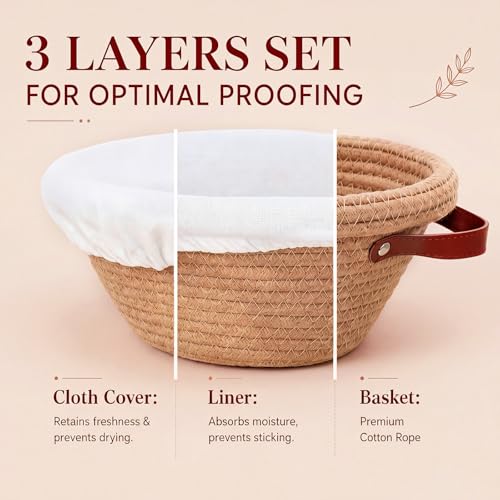 Hushee 8 Pack Cotton Rope Banneton Bread Proofing Basket Set, 9 Inch