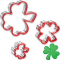 3 Pcs Clover Cookie Cutter Set 4.1" 3" 1.8", St. Patrick's Day Irish Shamrock Cookie Cutters, Holiday Stainless Steel Cookie Cutters, Coated with Soft PVC for Protection