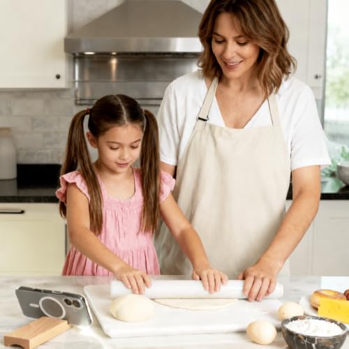 Natural Marble Rolling Pin for Baking, 12inch French Heavy Dough Roller - color: 12"x1.5"-White
