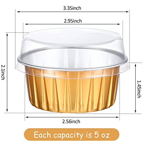 150 Pcs 5oz Aluminum Foil Baking Cup Disposable with Lids, Gold, Silver - color: Gold, Silver
