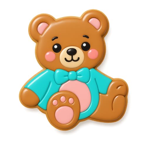 Adorable Teddy Bear Cookie Cutter & Stamp Set - 4" Tall (Random Color)