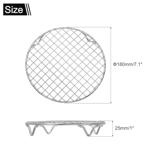 uxcell Round Cooking Rack 7.1 Inch Dia Stainless Steel Wire Cooling Steamer Rack for Baking Canning Cooking Roasting Cooling Grilling Drying, Silver - size: 7.1 Inch