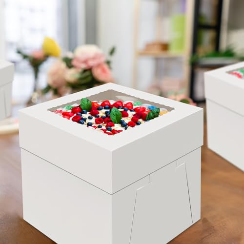 WINKIO Cake Boxes 8 inch, Cake Carrier Holder, Storage Transport Container - size: 8x8x8