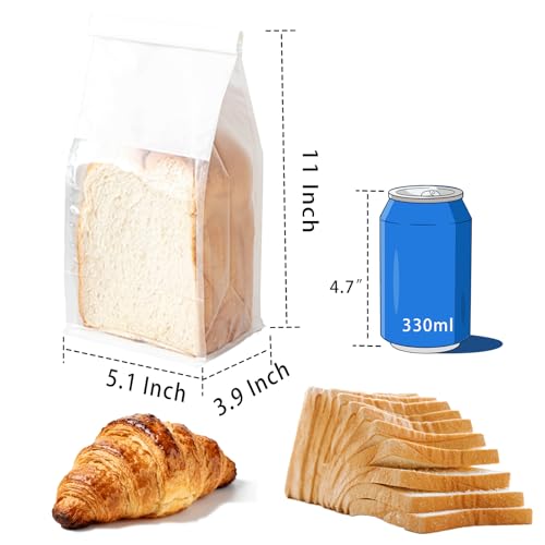 50Pcs Small Paper Bakery Bags with Tin Tie Tab Lock 11" x 5.1" x 3.9" - color: White, size: Small