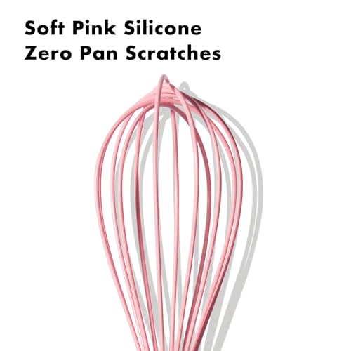 OYV 10-Inch Pink Silicone Whisk, Non-Scratch, 18/10 Stainless Steel Handle - size: 10 inch pink