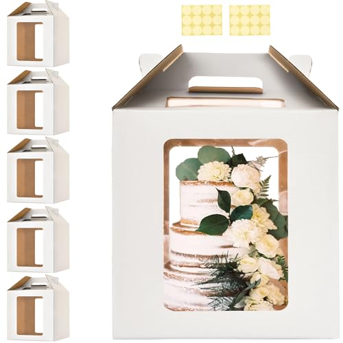 14x14x14 Inch Tall Cake Boxes,14in Large Tiered Cake Boxes,5Pack - color: white-14x14x14in-5p
