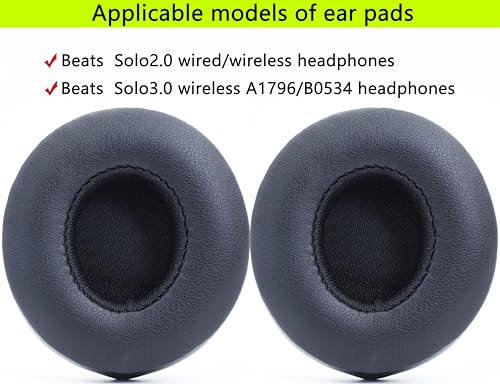 Replacement Ear Pads Compatible with Beats Solo 3.0 Wireless Black - color: Black