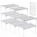 NiHome 8-Pack Stackable Plastic Kitchen Storage Shelf Foldable Rack, White - size: 8-Pack