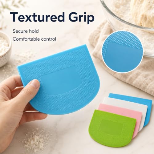 Dough Scraper Set, 4 Pcs Bowl Scrapers, Flexible Dough Cutters for Baking