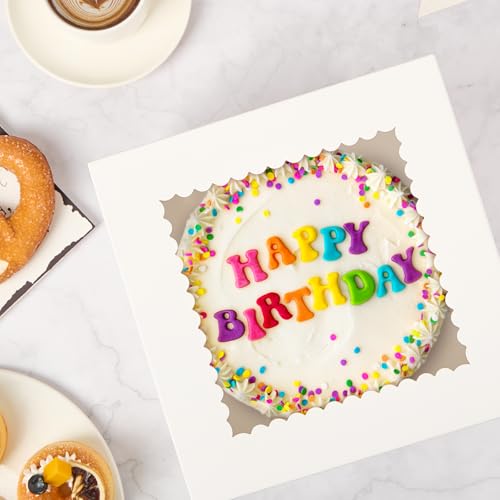 ZORRITA Cake Boxes, 10 x 10 x 8 Inches, 6 Pack