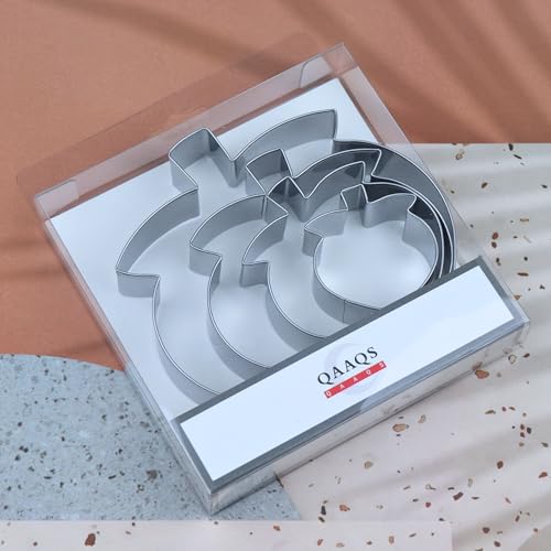 Peach Cookie Cutter Set - 5 inch, 4 inch, 3 inch, 2 inch - 4 Piece Fruit Cookie Cutters Shapes Biscuit Fondant Clay Molds - Stainless Steel - color: Peach