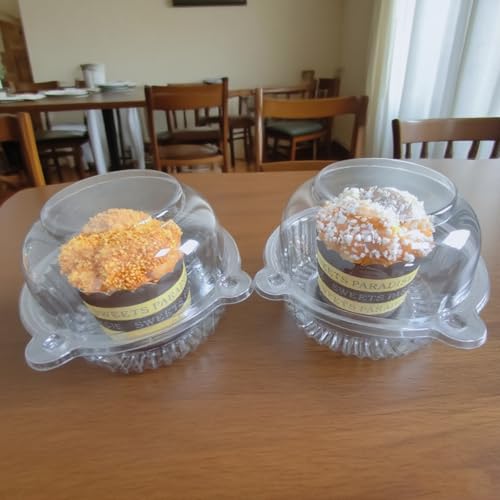 50 Pack Jumbo Muffin Containers, Clear Plastic Muffin Cartons