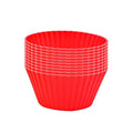 AKOAK Reusable Silicone Non-stick Baking Cups, Cake Molds, Kitchen Baking Cooking Accessories, DIY Cake Making Tools - Pack of 10 (Red) - color: Red