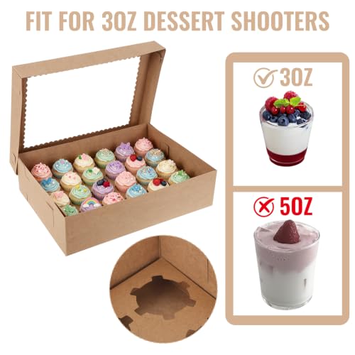 10 Pack Brown Cupcake Boxes 24 Standard Cupcake Containers with Window 15x11x3.9 Inches Dessert Shooter Boxes for Party Wedding Bakery Packaging - color: Brown (10 Pack)