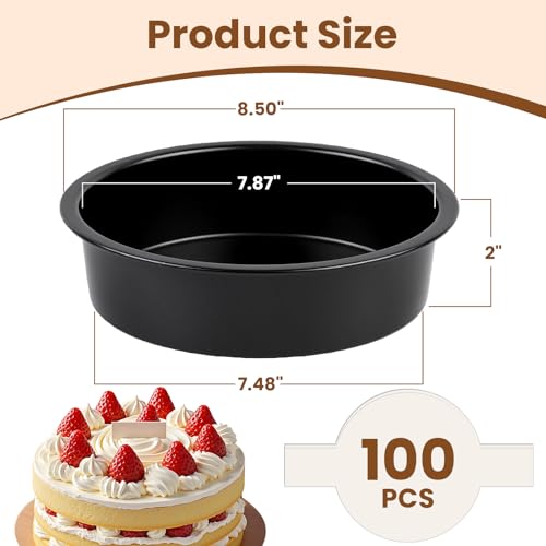 8 Inch Round Cake Pan Set of 3 - Nonstick Carbon Steel Cake Baking Pans with 100 PCS Parchment Paper, Dishwasher Safe, Durable for Layer Cakes, Birthday & Christmas Baking - size: 8 Inch -B