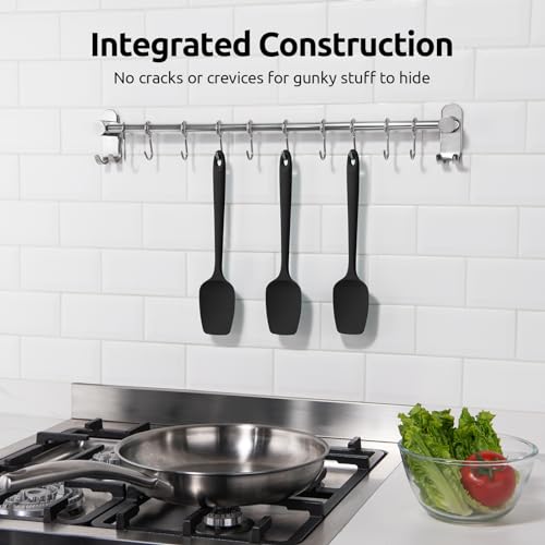 U-Taste Silicone Spoon Spatula Set of 3, 600°F High Heat Resistant, Black - color: Black