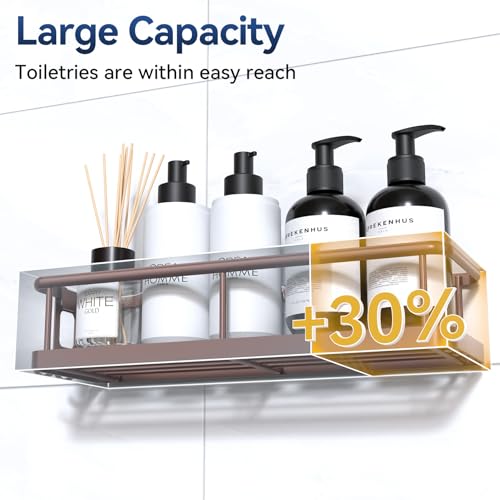 YASONIC Shower Caddy Adhesive, Rustproof Shower Organizer with Soap Holder, Large Capacity Shower Shelves for Inside Shower, No Drilling Bathroom Organizers and Storage for Home Decor（3 Pack Bronze） - color: Bronze