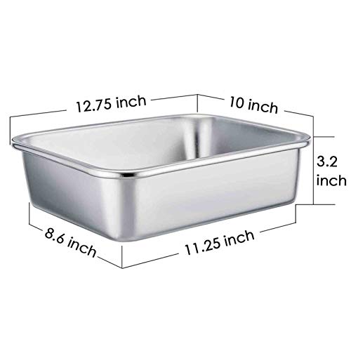 TeamFar Lasagna Pan, Rectangular Cake Pan Brownie Bake Dish Stainless Steel - size: 12.75" x 10" x 3.2"