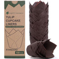 Caperci 150pcs Brown Tulip Muffin Cupcake Liners for Baking - color: Brown