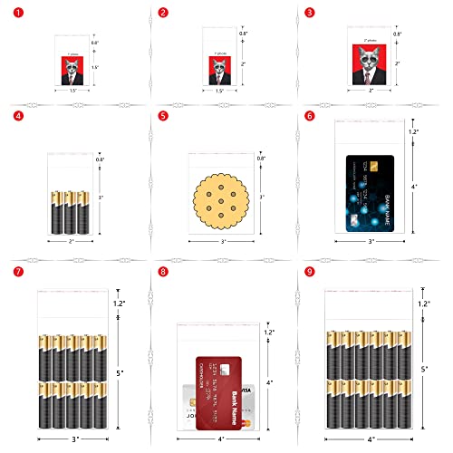 Small Clear Self Stick Cellophane Bags 1.5 x 2" Tiny Self Adhesive Cello Pouches 200pcs Mini Tape OPP Poly Glassine Baggies 2mil for Photo Beads Seeds Ring Buttons Powder Diamonds Earrings Coins - size: 1.5x2"
