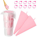 Piping Bag Holder Stand for Filling, Pastry Piping Bag Holder Stand, Clear Cream Icing Bag Holder with 2 Pack 14 Inch Reusable Piping Bags & 10Pcs Pastry Bag Ties