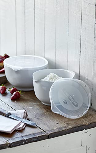 Rosti Margrethe Mixing Bowl Set with Lids, 2L/3L, White - color: White-Bowl/2