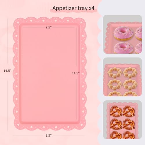 Pack of 11 NWK Cake Stand Set of Cupcake Stand, Tray & Table Cloth (Pink) - color: Pink
