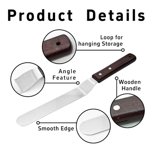 3Pcs 6 & 8 & 10 Inch Stainless Steel Angled Cake Icing Spatula - size: 6 & 8 & 10 Inch