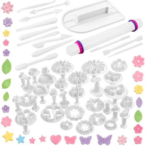 Bakerpan Fondant Modeling & Cutters Tools Set for Cake Decorating - 47 Pc